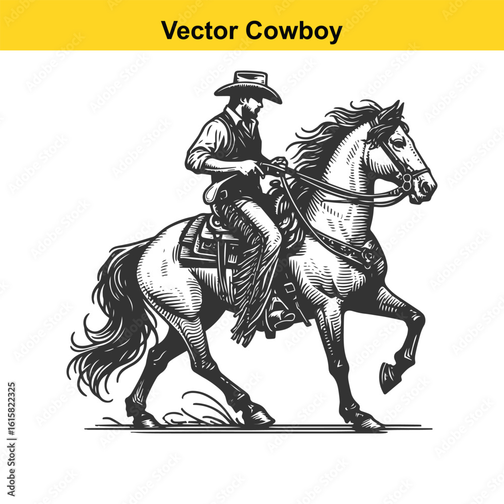 Fototapeta premium Western Cowboy Command: Reining Horse with Fierce Focus