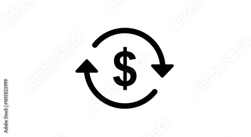 Currency exchange icon with dollar sign and arrows in circular motion