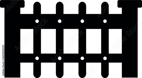 Black picket fence icon simple vector graphic