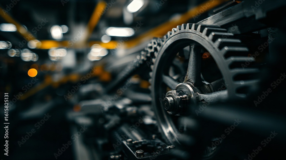 Fototapeta premium Interlocking Gears in Focus: Mechanical Precision