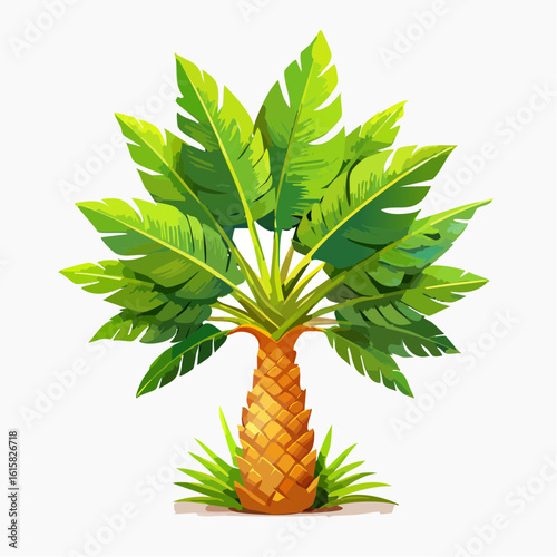 Stylized depiction of a vibrant palm tree evoking tropical paradise vibes through digital artwork
