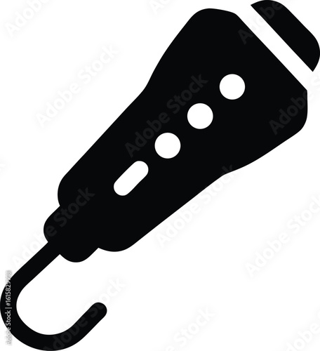 Black ultrasound probe icon for medical diagnostic imagery and healthcare solutions in clinic environment simple and modern design