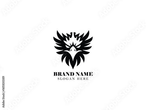 Bald Eagle Head Vector, Monochrome Bird Illustration, Profile View Eagle Design, Detailed Feather Drawing, Patriotic Animal Symbol, Wildlife Logo Element