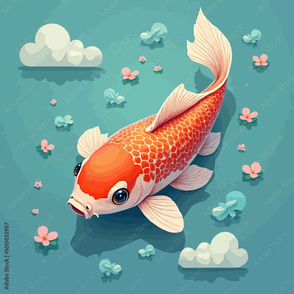 Fototapeta premium Very beautiful and cute Koi fish design 
