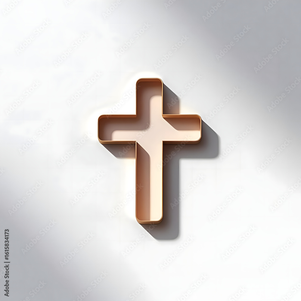 Fototapeta premium Simple Copper Cross On White Background Peaceful Image