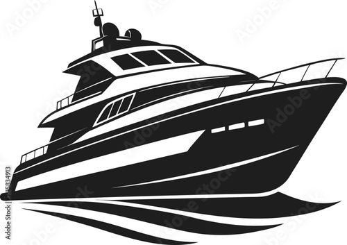 Sleek Modern Yacht Icon Representing Sea Journeys and Affluence