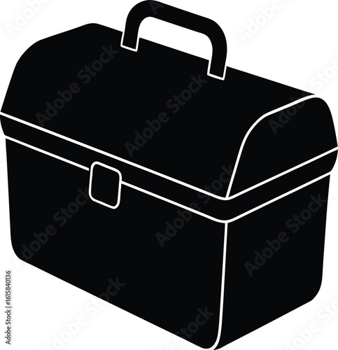 black silhouette a lunch box on white background.eps