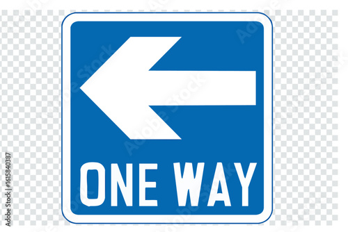 road sign one way blue color left