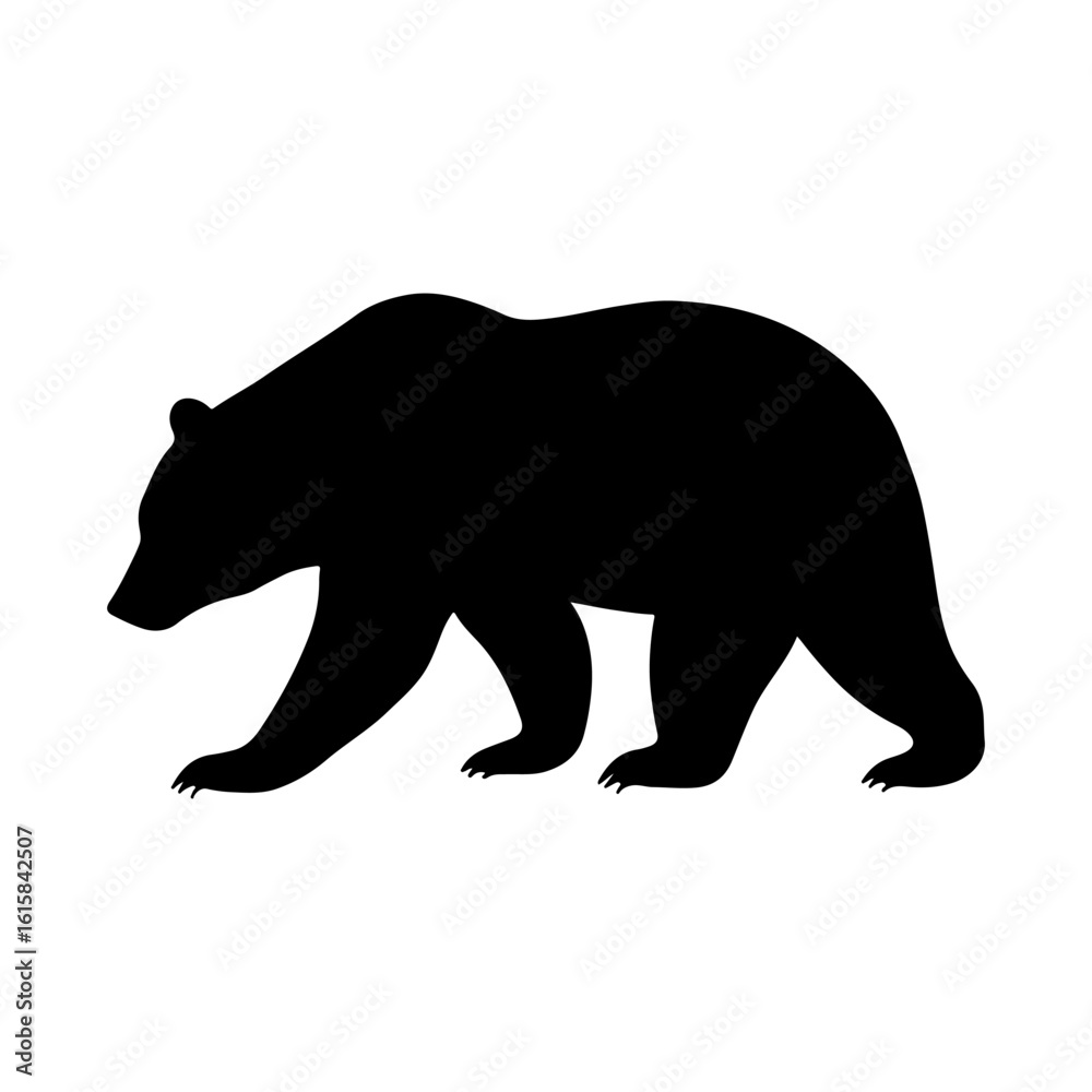 Fototapeta premium Walking Bear Silhouette Illustration for Wildlife Nature and Conservation Themes on a Clean White Background Design Element