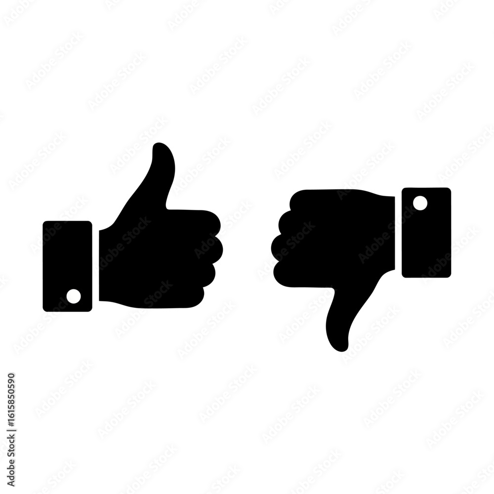 Vector art of image of a thumbs up and thumbs down icon representing agreement and disagreement feedback Vector art of image of a thumbs up and thumbs down icon representing agreement and disagreement feedback