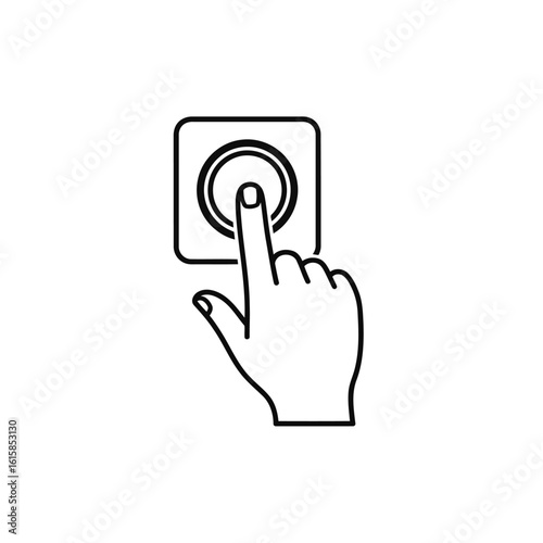 Vector art of vector illustration of a hand pressing a button, activating a digital interface with a single finger