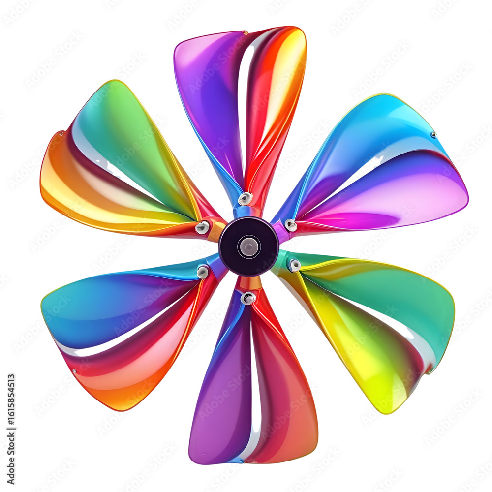 Obraz premium Vibrant Rainbow Propeller Spins Joyfully isolated on transparent background Generative AI.