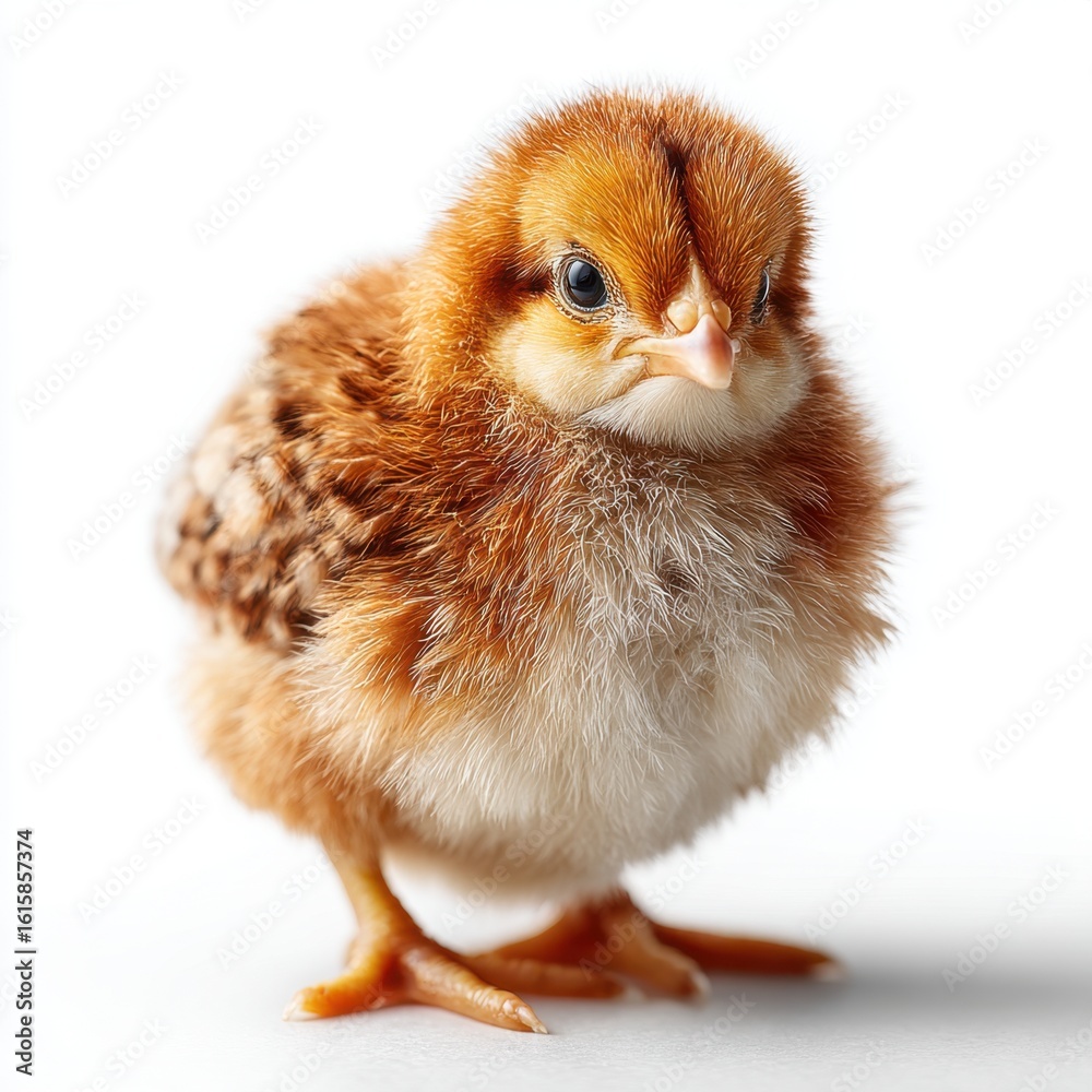 Obraz premium Tiny Brown Baby Chick on White