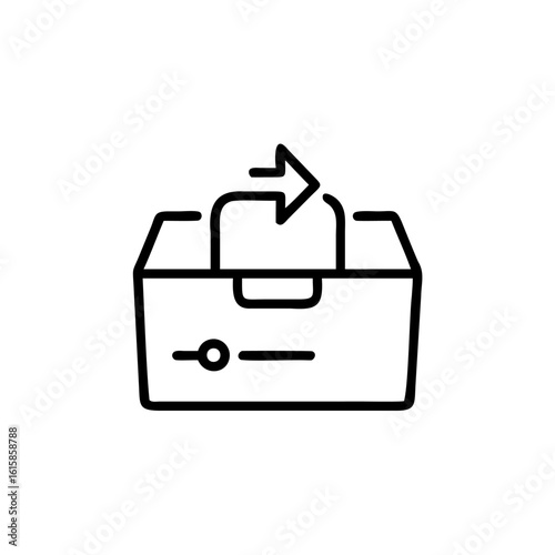 Outline icon a box with an arrow exiting leaving
