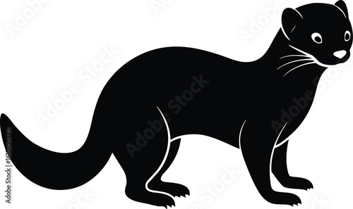 black silhouette a mink full body on white backgro.eps