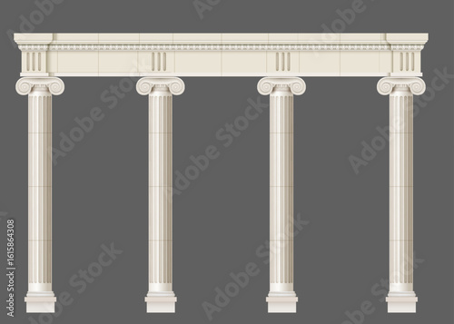 Antique white colonnade with columns