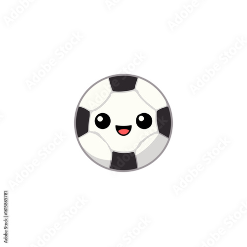 A cute and cheerful soccer ball with a smiling face.