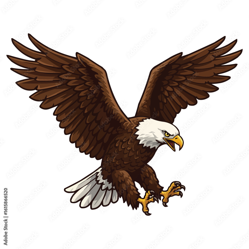 Obraz premium Bald Eagle in Flight, Wings Spread Wide