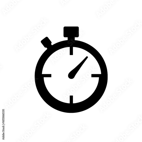 A simple monochrome image of a classic analog stopwatch.