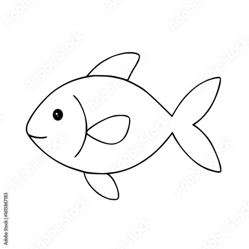 Simple outline of a fish for children's coloring book  