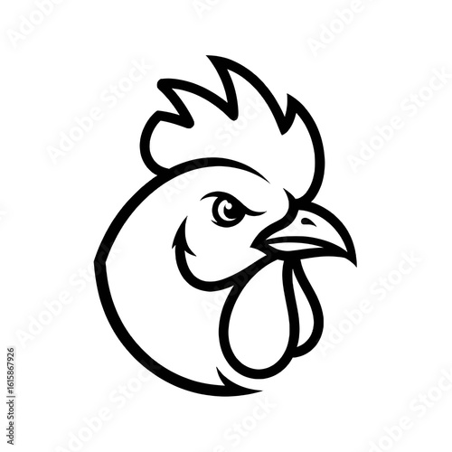 Head chicken rooster logo illustration