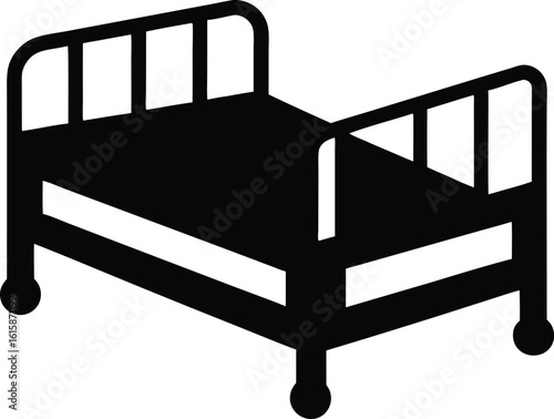 Silhouette of a minimalist bed design featuring metal frame and clean lines providing a modern and simple aesthetic bedroom furnishing