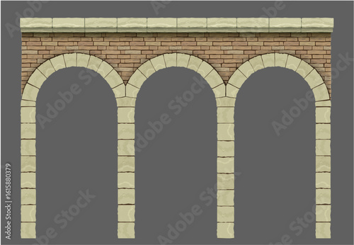 Antique white colonnade with columns