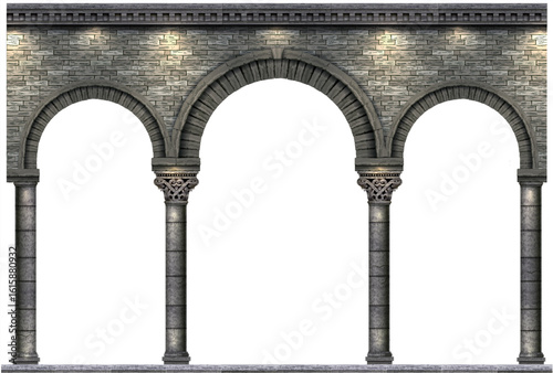 Antique white colonnade with columns