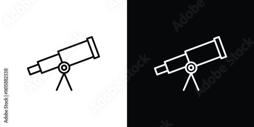 Telescope icon. Minimalist vector design. Editable stroke. EPS10