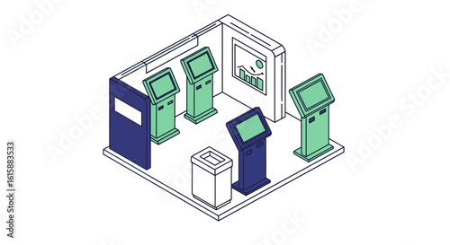 Self service kiosks in modern retail space