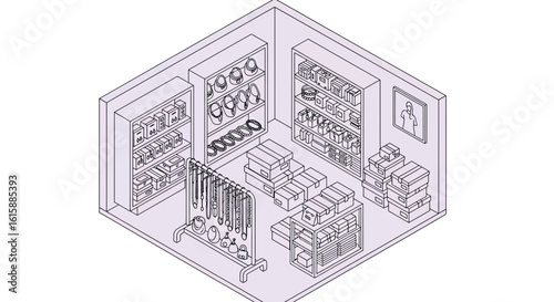 Bakery shop interior with display cases and shelving