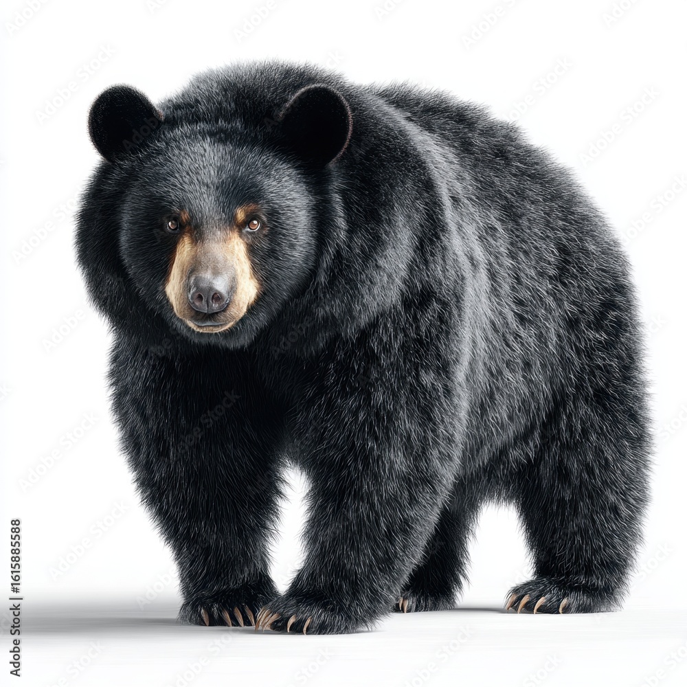 Fototapeta premium American Black Bear Standing on White Background
