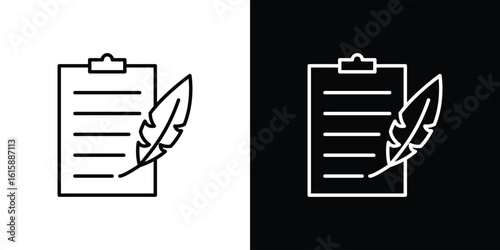 Quill icon. Minimalist vector design. Editable stroke. EPS10