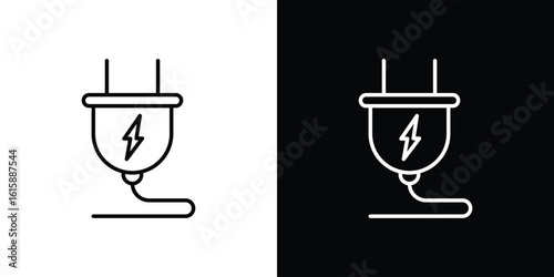 Plug icon. Minimalist vector design. Editable stroke. EPS10