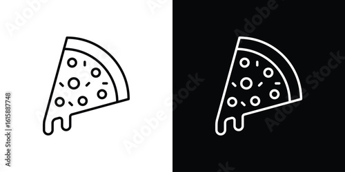 Pizza icon. Minimalist vector design. Editable stroke. EPS10