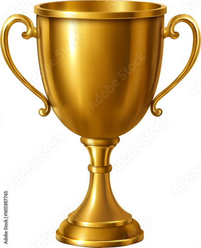 Realistic gold trophies and award icons for competition or recognition design