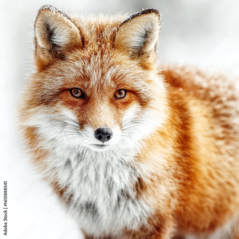 Fototapeta premium Charming Red Fox in Winter Studio Portrait