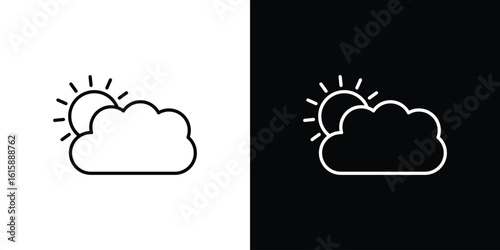 Partially cloudy icon. Minimalist vector design. Editable stroke. EPS10