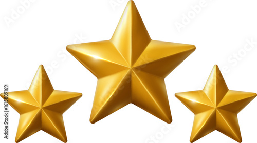 Three gold stars representing achievement, customer rating, and second level award in recognition or review