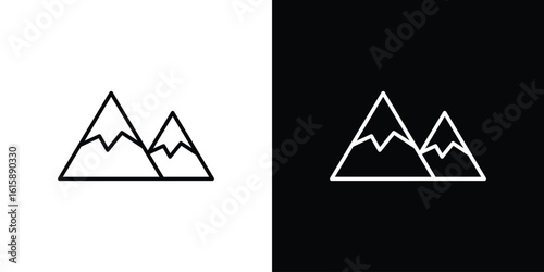 Mountain icon. Minimalist vector design. Editable stroke. EPS10