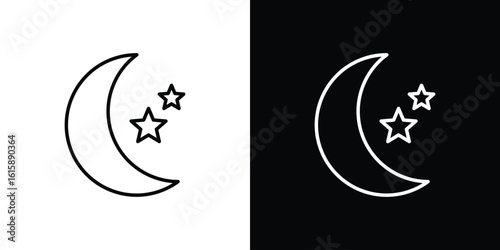 Moon stars icon. Minimalist vector design. Editable stroke. EPS10