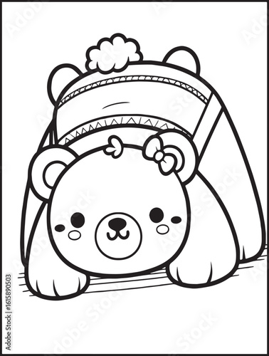 Printable animal coloring page for kids and adults: Animal doing yoga: Yogi bear