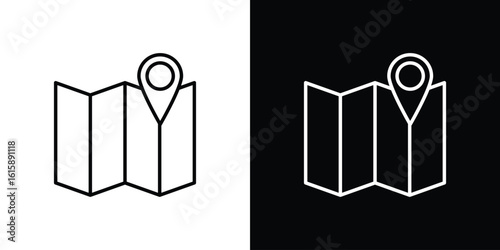 Map icon. Minimalist vector design. Editable stroke. EPS10