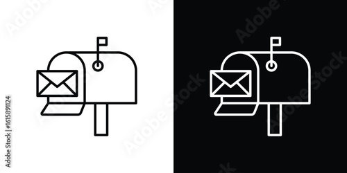 Mailbox icon. Minimalist vector design. Editable stroke. EPS10