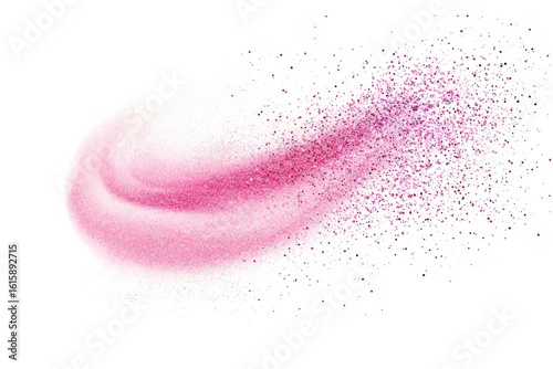 Pink and white powder swirl exploding isolated on transparent background. Pink sparkles and glitter isolated on white background.