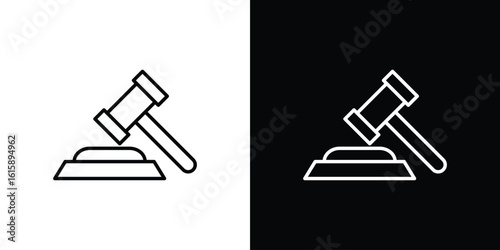 Gavel icon. Minimalist vector design. Editable stroke. EPS10