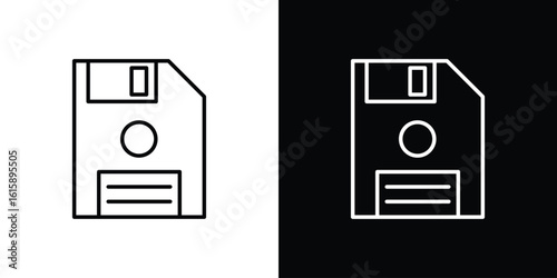 Floppy disk icon. Minimalist vector design. Editable stroke. EPS10