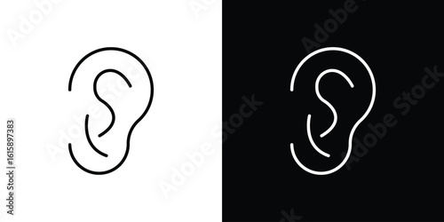 Ear icon. Minimalist vector design. Editable stroke. EPS10