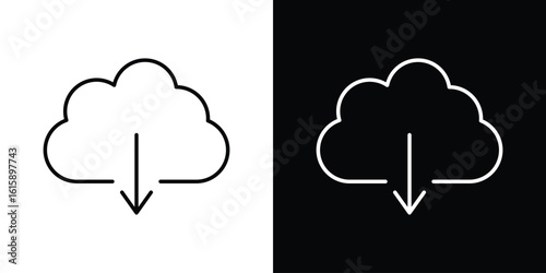 Download from Cloud icon. Minimalist vector design. Editable stroke. EPS10