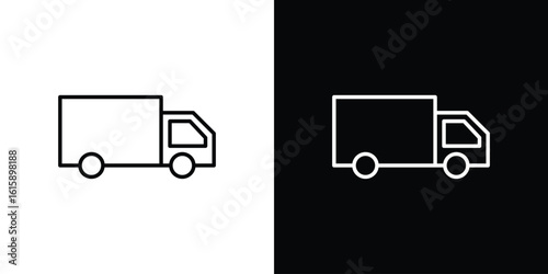 Delivery van icon. Minimalist vector design. Editable stroke. EPS10